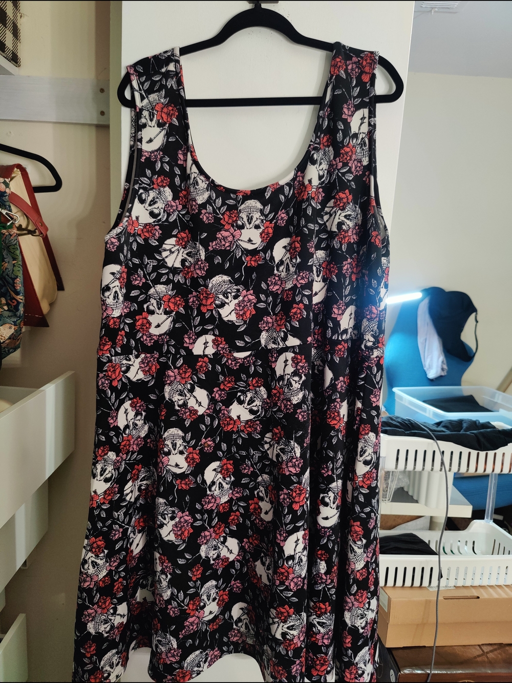 Torrid Skater Scuba Dress - Floral Skulls - Plus Size 5X